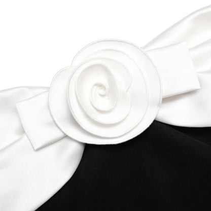 Black Crepe Flower Top