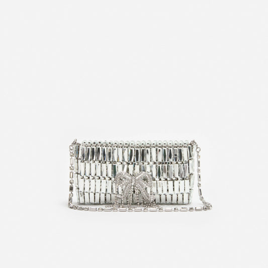 Silver Crystal Bow Mini Shoulder Bag