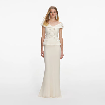Cream Boucle Maxi Dress