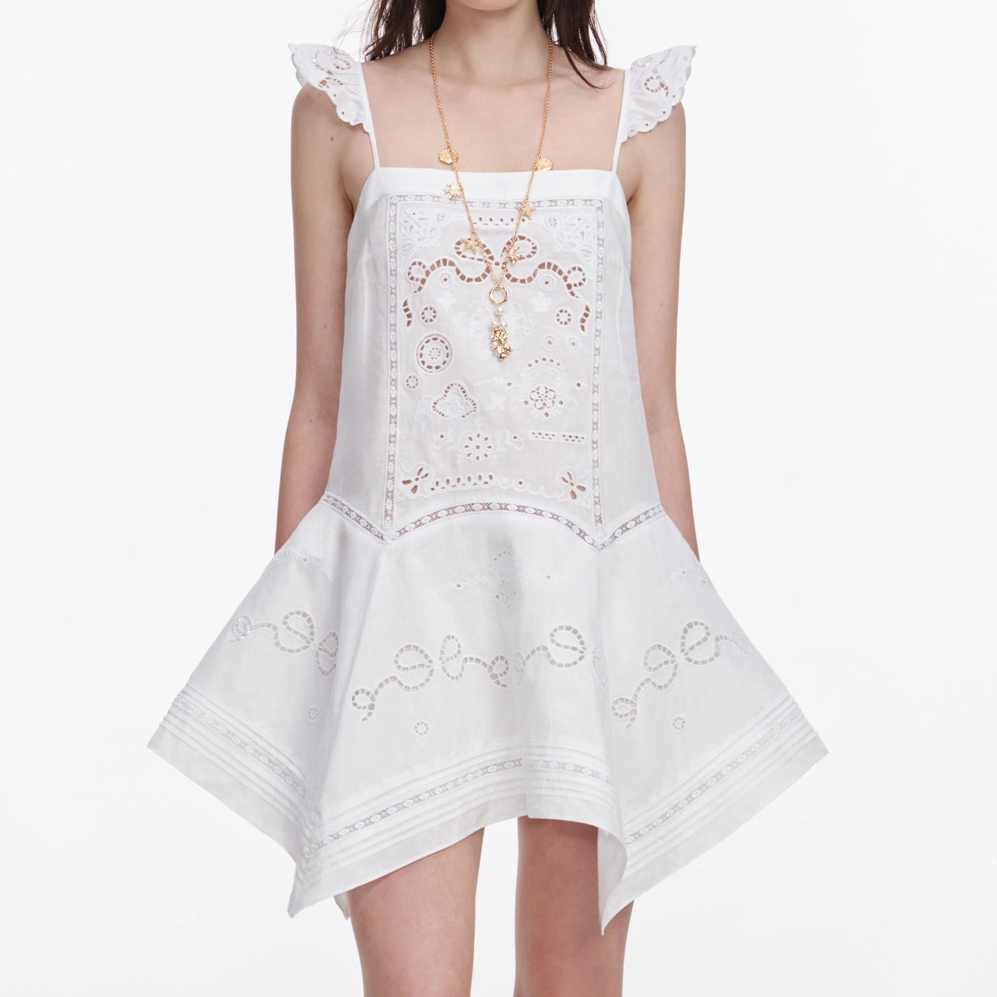 White Embroidered Mini Dress