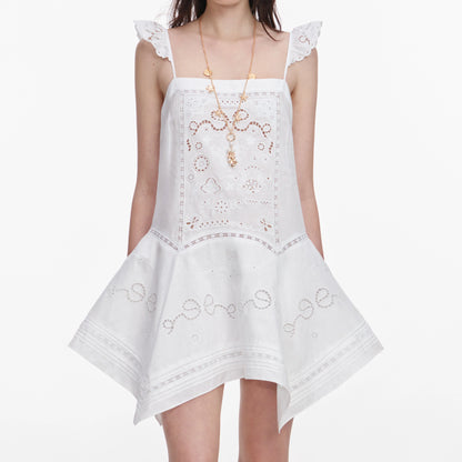 White Embroidered Mini Dress