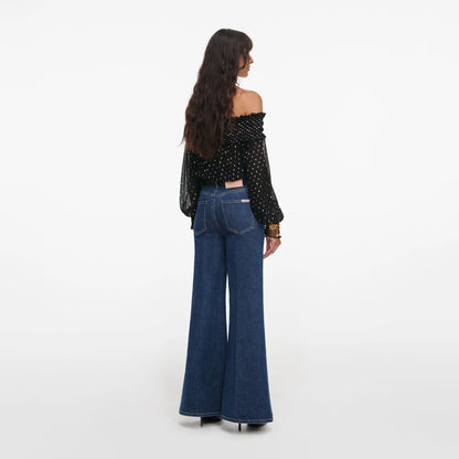 Black And Gold Chiffon Top