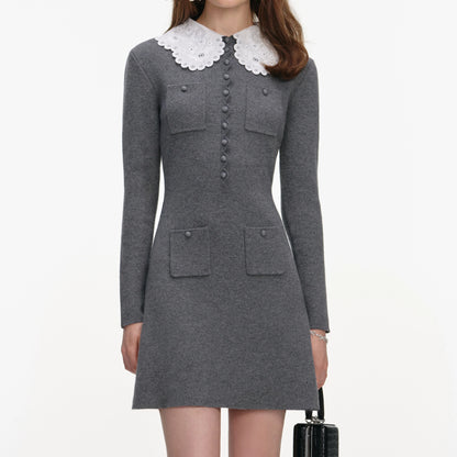 Grey Knit Mini Dress