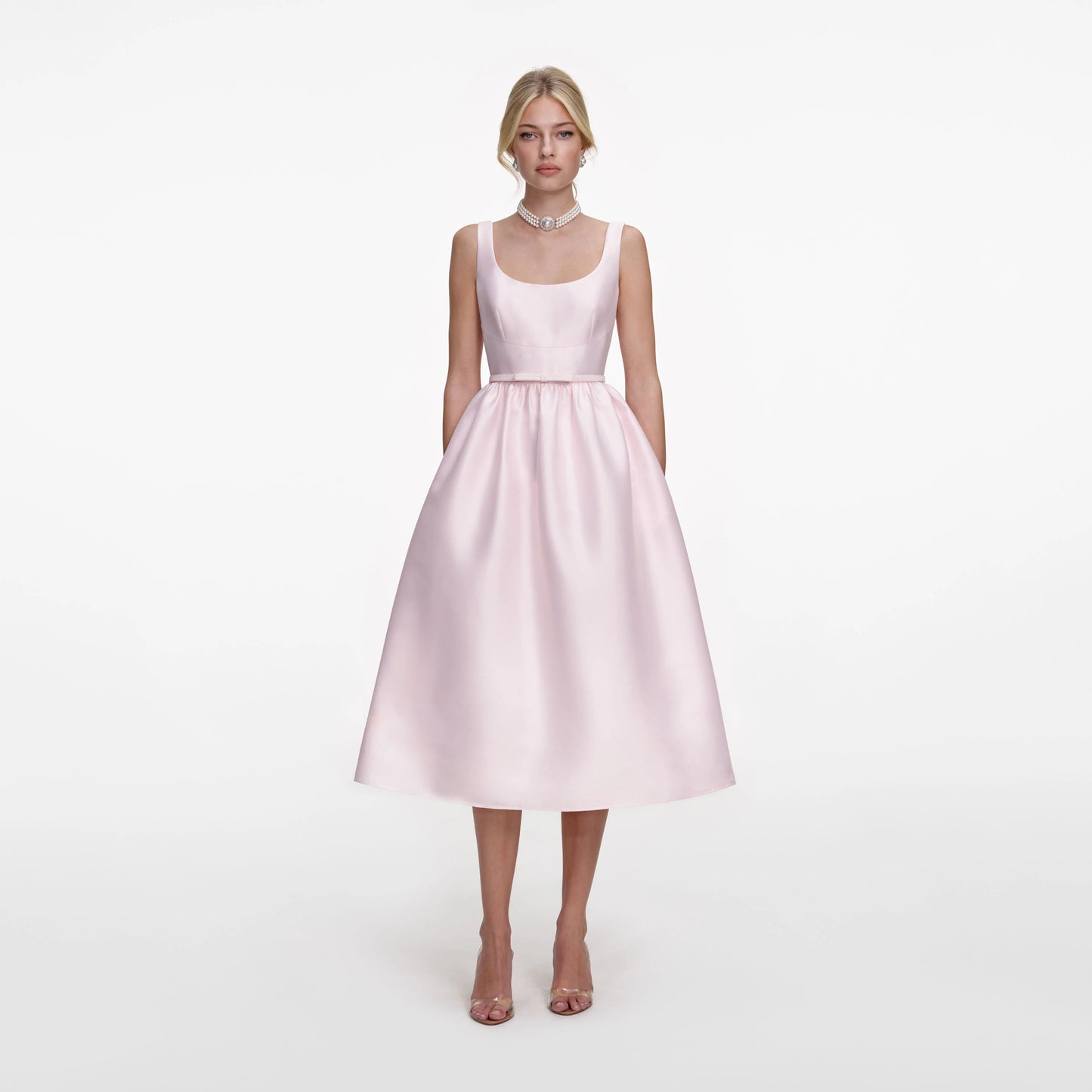 Pink Taffeta Midi Dress