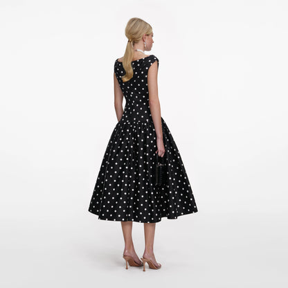Black Cotton Midi Dress