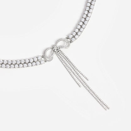 Double Crystal Bow Choker