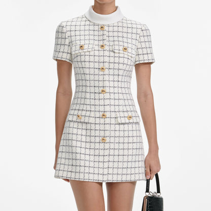 Check Boucle Mini Dress