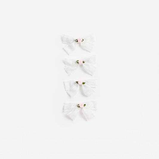 Cream Lace Bow Hair Clips