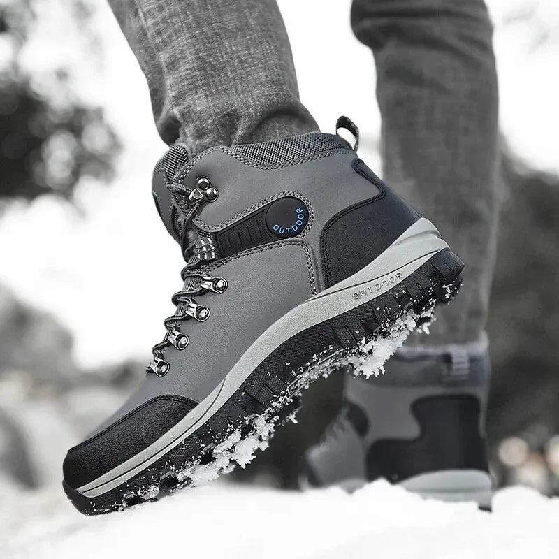 Outdoor Wear- Resistant Hiking Shoes Men Padded High-top Warm Casual Snow Boots