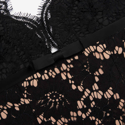 Black Floral Lace Maxi Dress