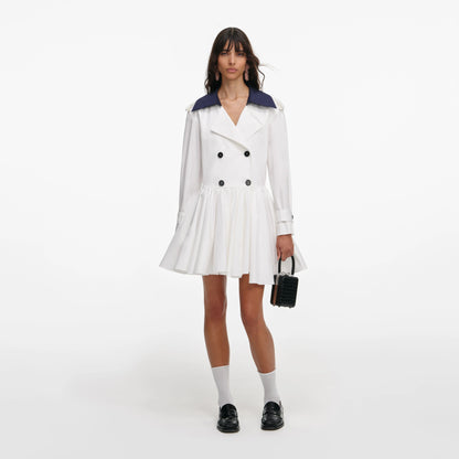 White Cotton Double Breasted Mini Dress