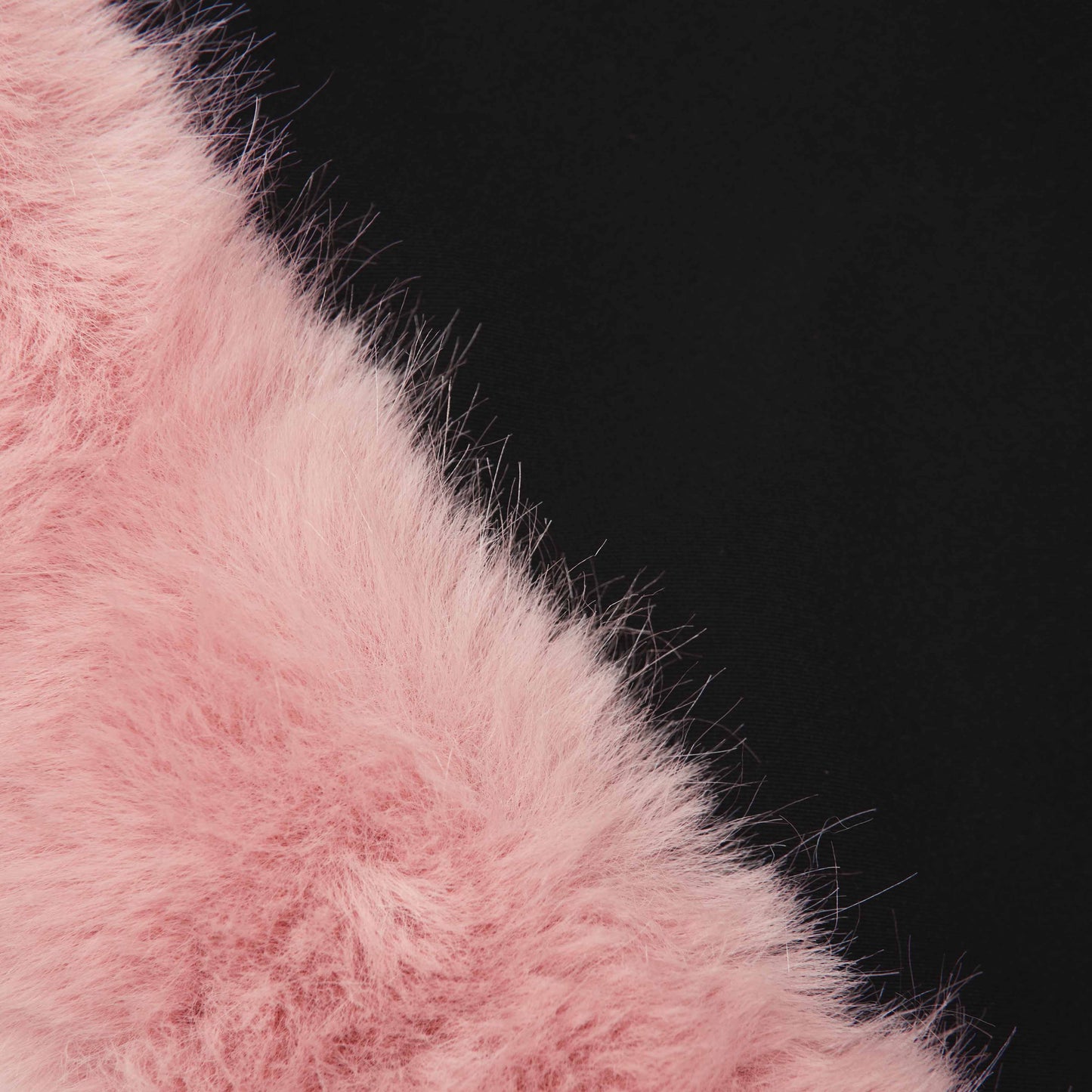 Black Crepe Fur Hem Mini Dress