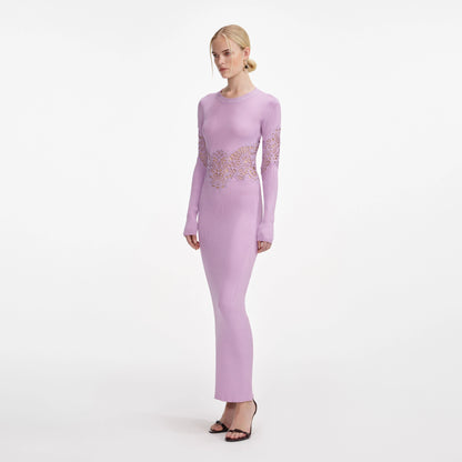 Pink Viscose Knit Cut Out Maxi Dress
