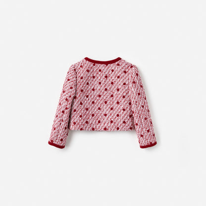 Burgundy Polka Dot Boucle Jacket