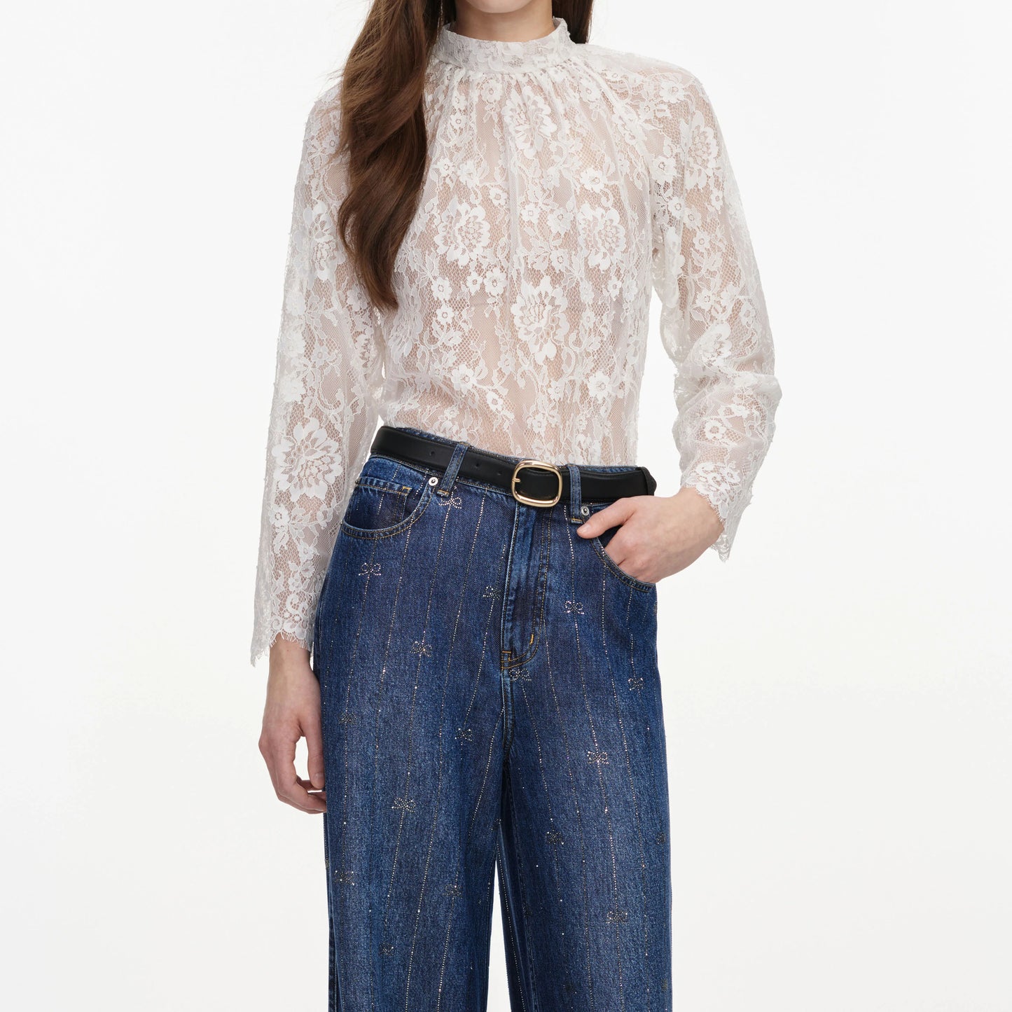 Rhinestone Stripe Denim Jeans
