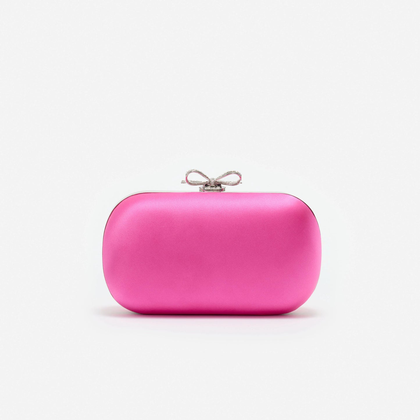 Bright Pink Satin Clutch Bag