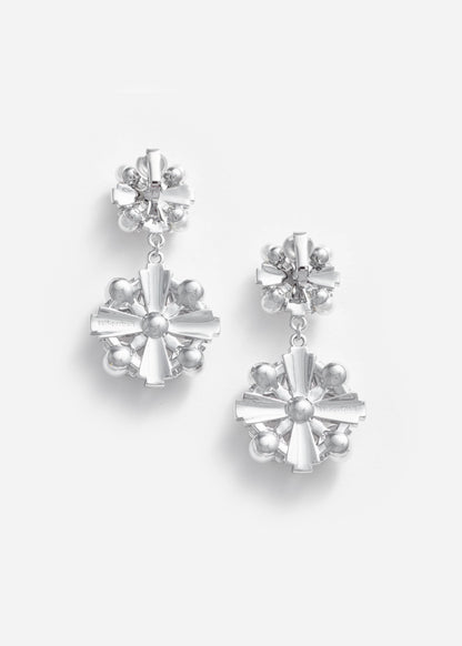 Silver Encrusted Tiered Earrings