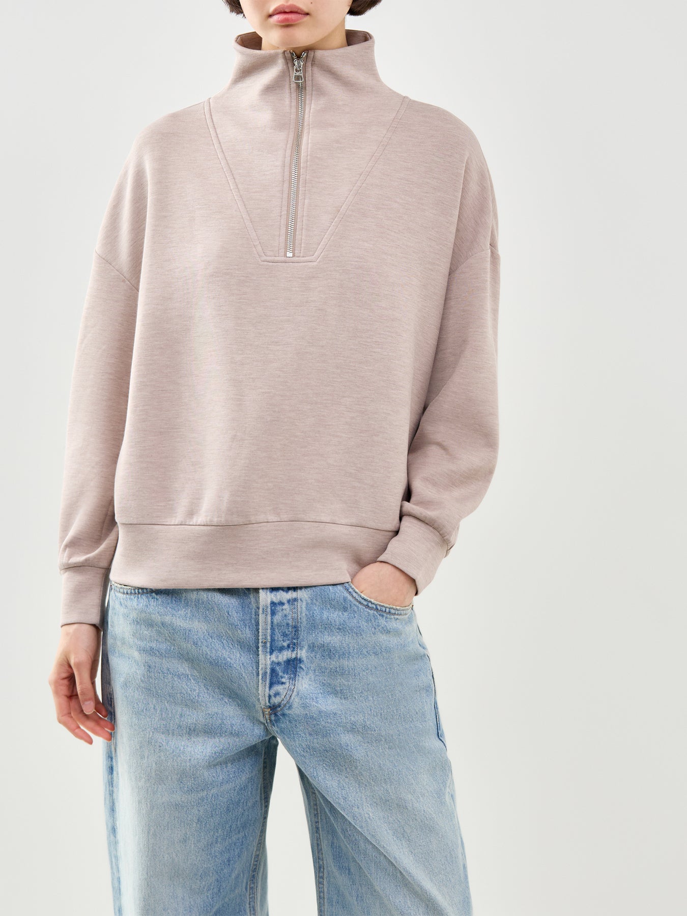 Hawley Half Zip Sweat Taupe