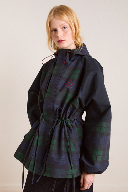 Stylish waterproof jackets that can be worn on rainy days- navy check---Add to cart and enjoy 50% off