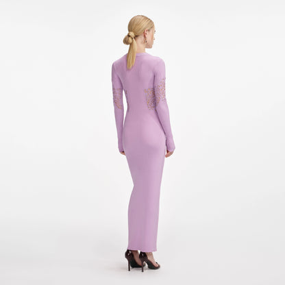 Pink Viscose Knit Cut Out Maxi Dress