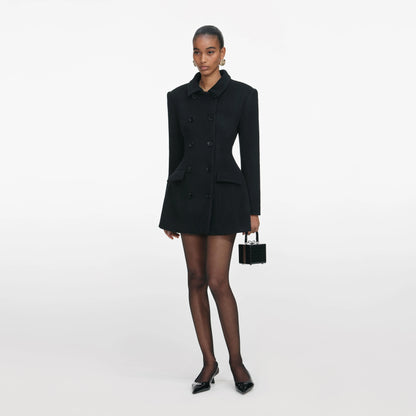 Black Wool Double Breasted Jacket