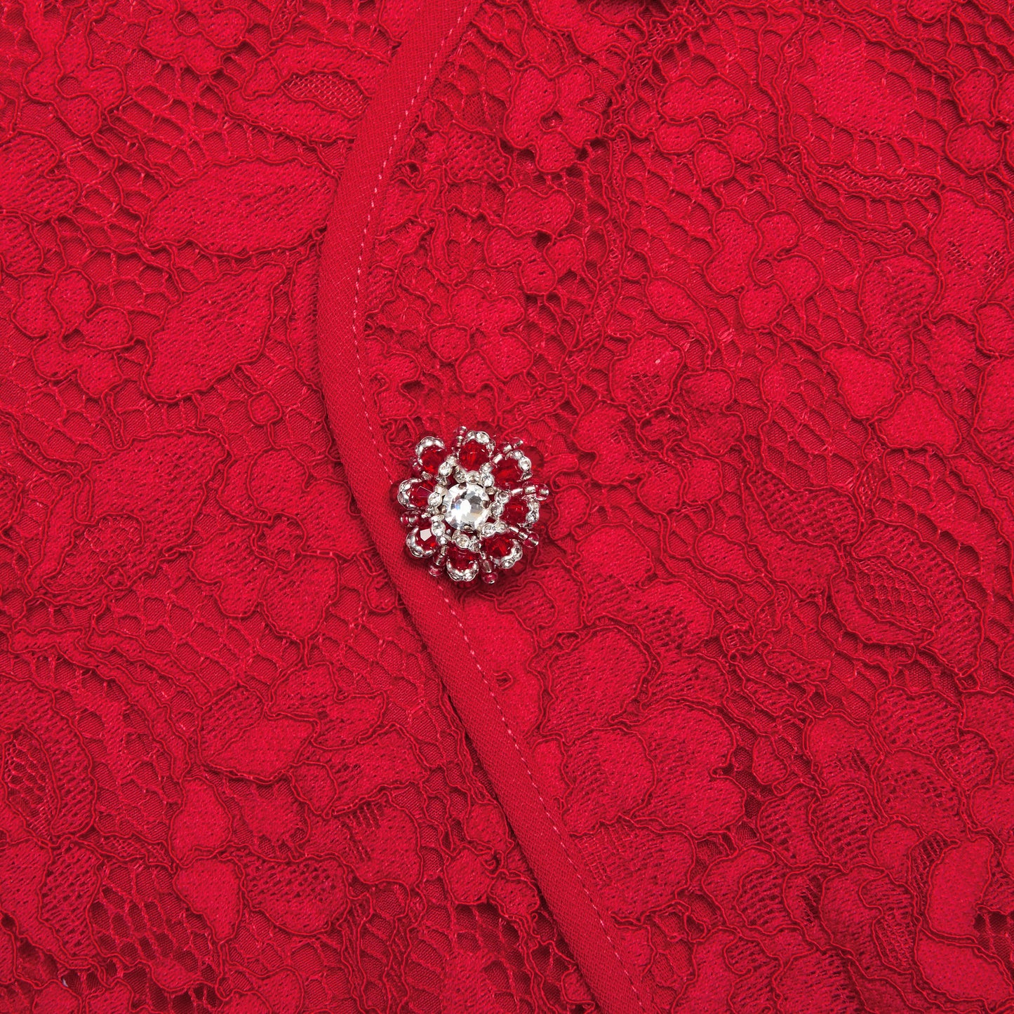 Red Fine Lace Mini Dress