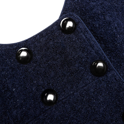 Navy Textured Boucle Mini Dress