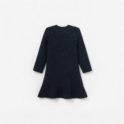 Navy Knit Long Sleeve Dress