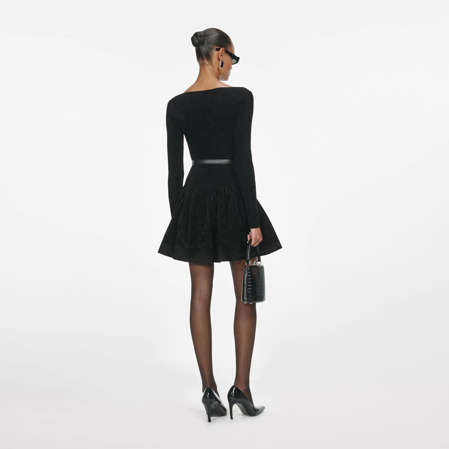 Black Chenille Knit Dress