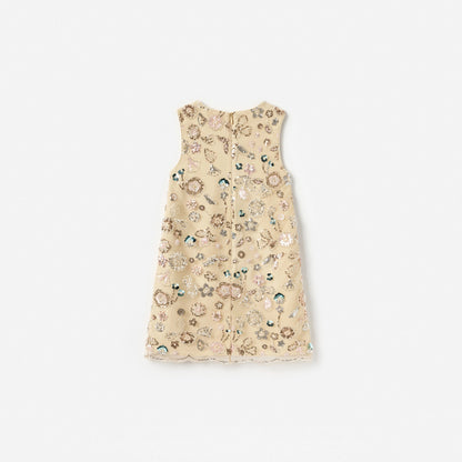Champagne Sequin Embroidered Sleeveless Dress