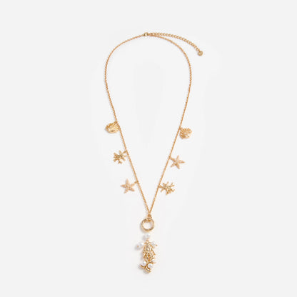 Gold Coral Charm Necklace