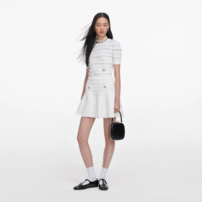 White Pointelle Knit Top