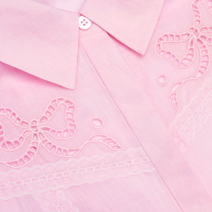 Pink Embroidered Mini Dress