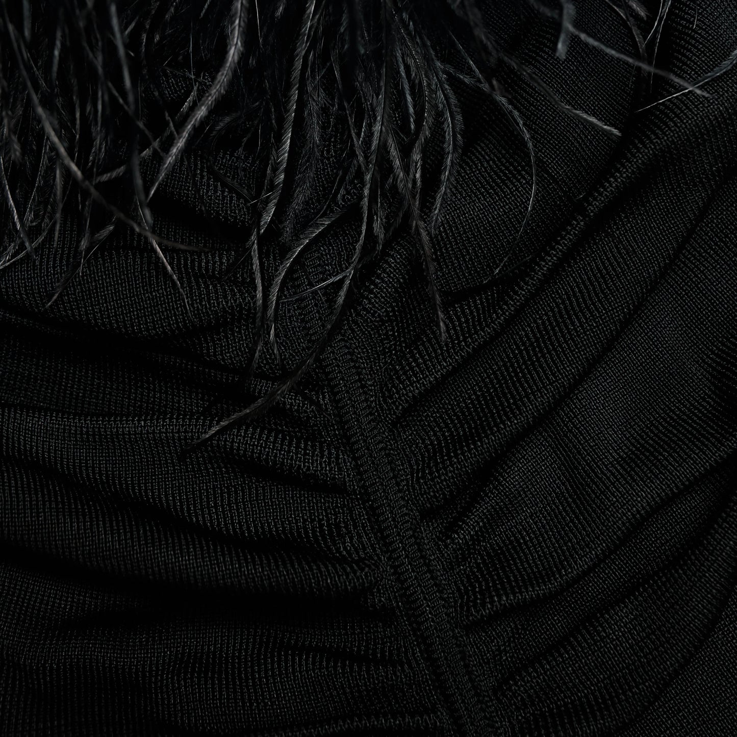 Black Feather Viscose Knit Mini Dress