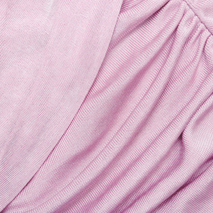 Pink Cotton Draped Knit Midi Dress