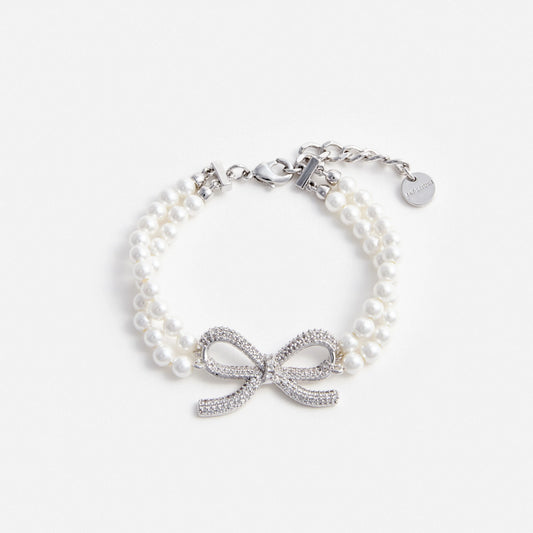 Double Pearl Bow Bracelet