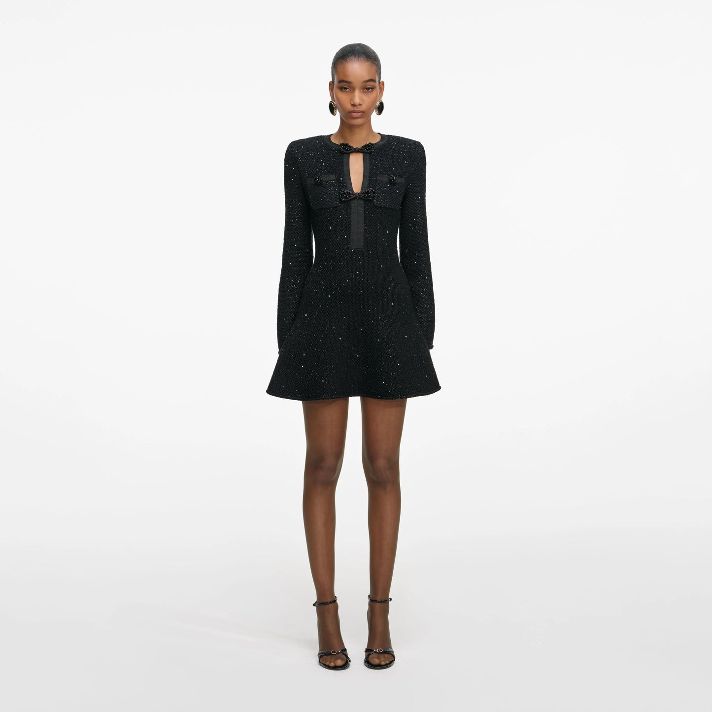 Black Sequin Knit Mini Dress