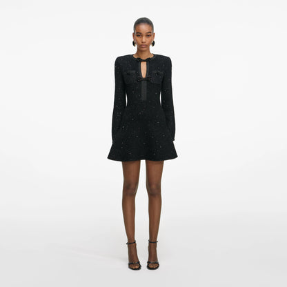 Black Sequin Knit Mini Dress
