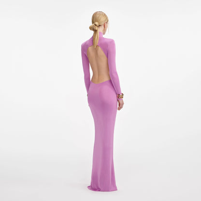 Pink Viscose Knit Maxi Dress
