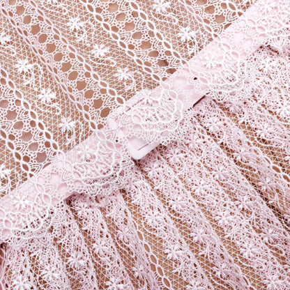 Pink Organza Lace Maxi Dress