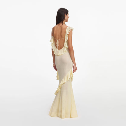 Yellow Ruffle Knit Maxi Dress
