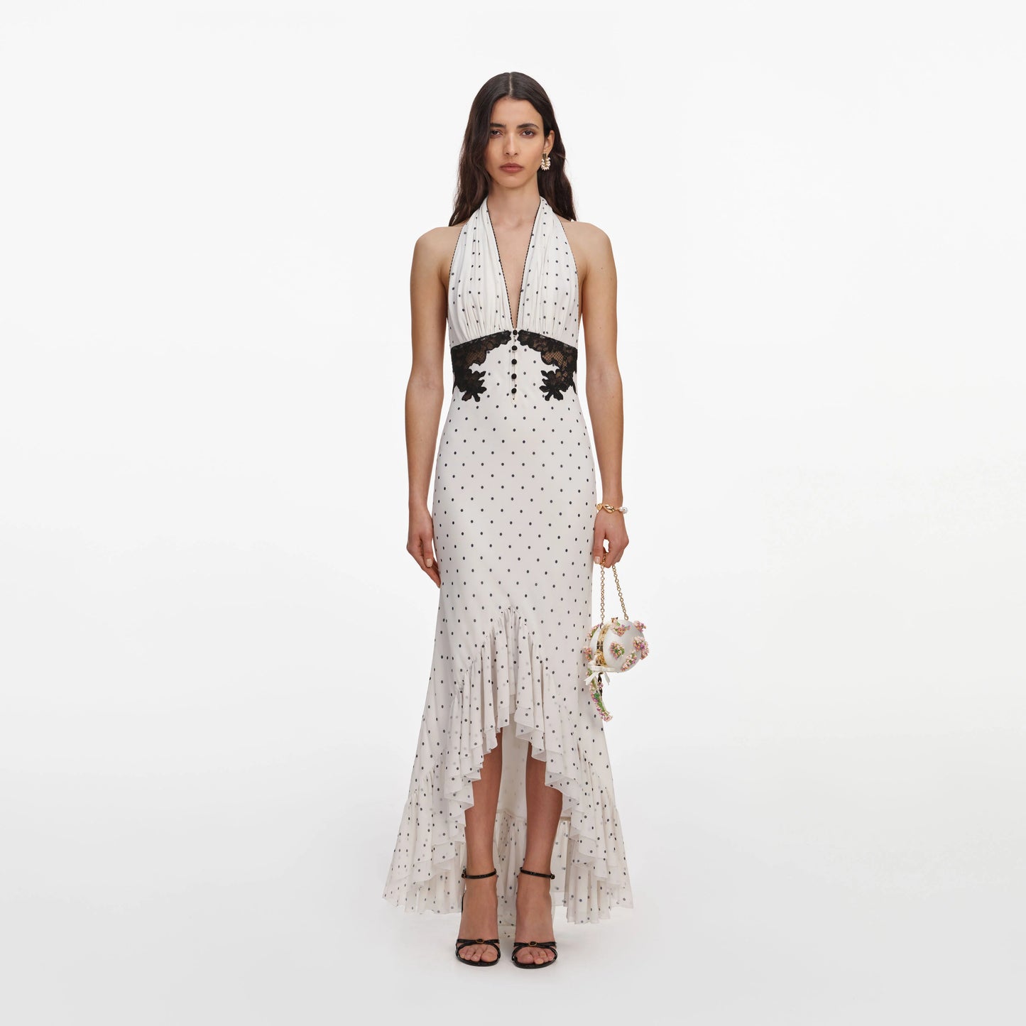 Polka Dot Halter Neck Midi Dress