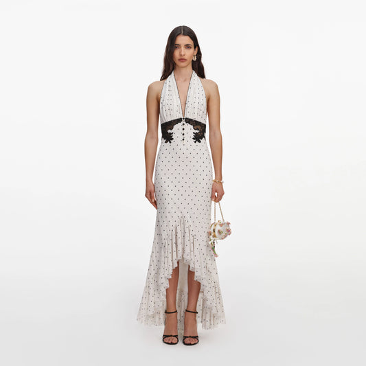 Polka Dot Halter Neck Midi Dress