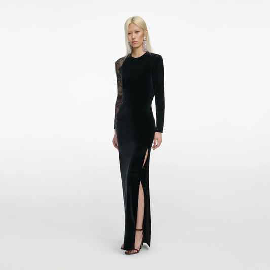 Black Velvet Lace Maxi Dress