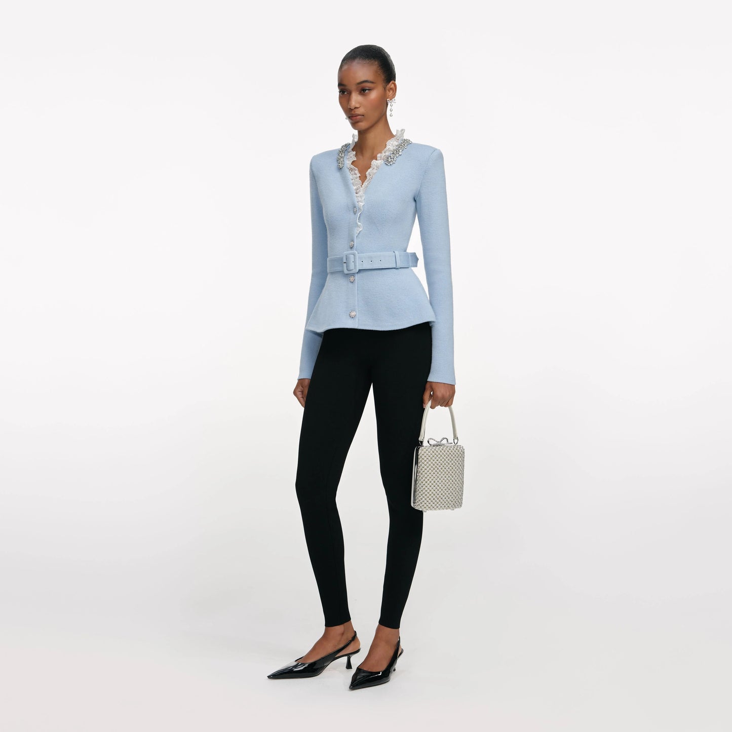 Blue Crystal Trim Cardigan