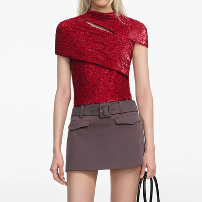 Red Fil Coupe Cut Out Top