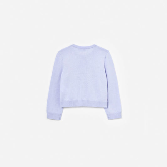 Lilac Sequin Flower Embroidered Knit Cardigan