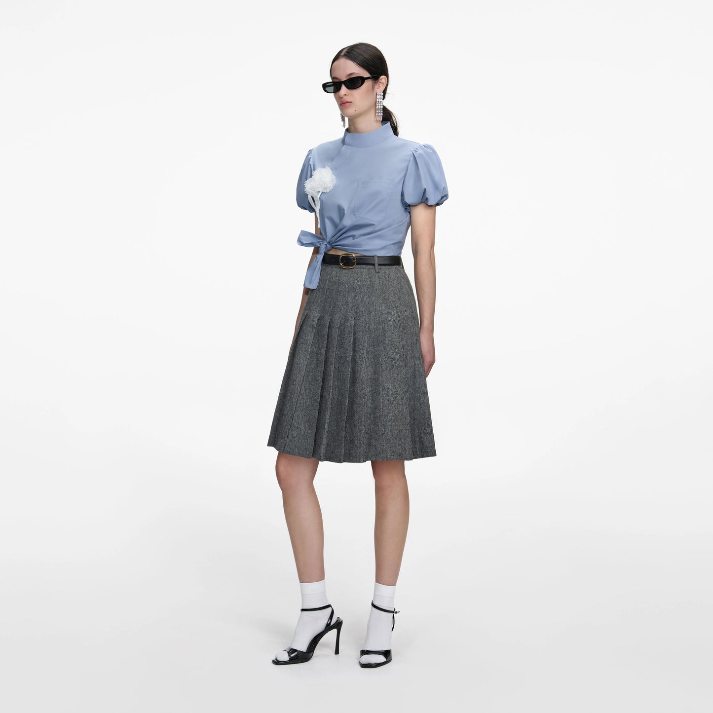 Blue Cotton Tie Side Top