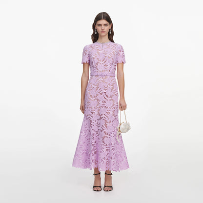 Lilac Lace Midi Dress