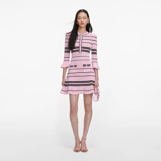 Pink Stripe Knit Mini Dress